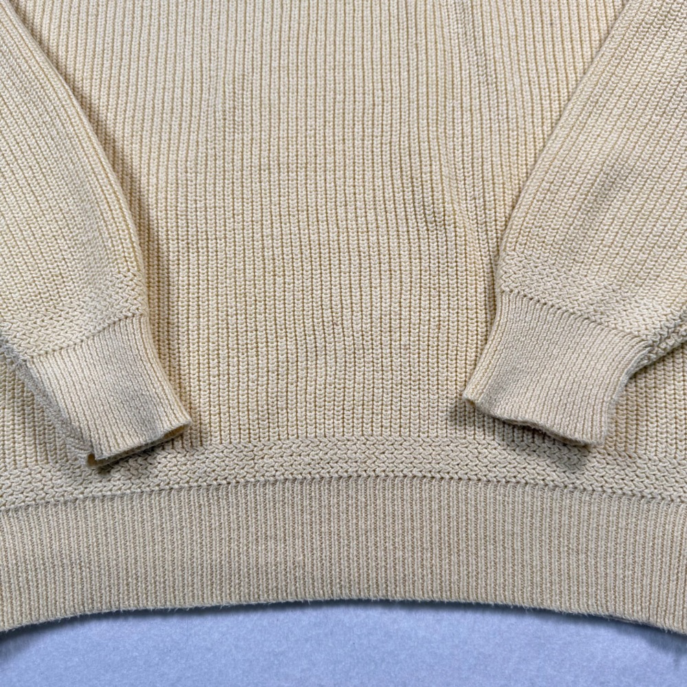 Vintage Fall River Knitting Mills Yellow Cotton Ribbed Boat Neck Sweater XL USA - Picture 2 of 9